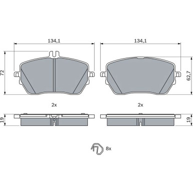 Bremsbelag MERCEDES A,B-Klasse,CLA,GLB 18 0 986 424 887