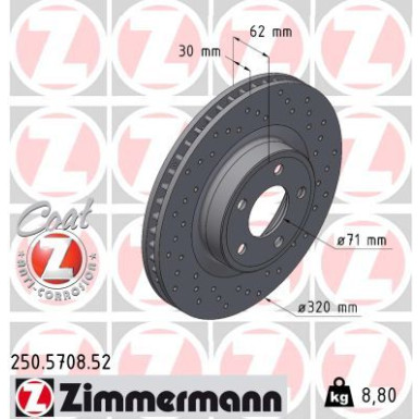 ZIMMERMANN Bremsscheibe 250.5708.52 SPORT Z