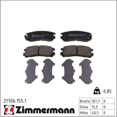 ZIMMERMANN Bremsbeläge 21706.155.1