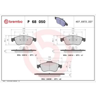 BREMBO Bremsklötze VA P 68 050 BREMBO Bremsklötze VA P 68 050