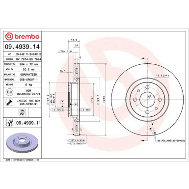 41 481 015 Bremsscheibe VA 09.4939.11 41 481 015 Bremsscheibe VA 09.4939.11
