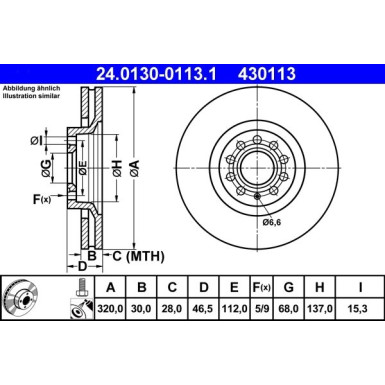 Bremsscheibe Audi S. A4/A6 97-09 24.0130-0113.1 Bremsscheibe Audi S. A4/A6 97-09 24.0130-0113.1
