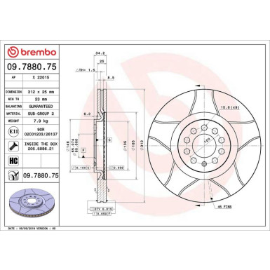 12 481 027M Bremsscheibe VA Brembo Max AUDI S3,VW Polo Cup,SEAT,SKODA 98 XTRA LINE - Max 09.7880.75