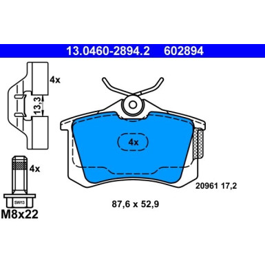 Bremsbelagsatz Vw T. Bora/Golf/Polo 97- Ohne Sensor 13.0460-2894.2 Bremsbelagsatz Vw T. Bora/Golf/Polo 97- Ohne Sensor 13.0460-2894.2