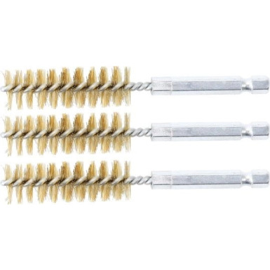 BGS Messingbürste 15 mm Antrieb Außensechskant 6,3 mm (1/4 ) 3-tlg 3078-15-M