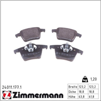 ZIMMERMANN Bremsbeläge 24011.177.1 ZIMMERMANN Bremsbeläge 24011.177.1