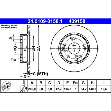 Bremsscheibe Honda T. Civic 1.3-2.0 05 24.0109-0158.1 Bremsscheibe Honda T. Civic 1.3-2.0 05 24.0109-0158.1