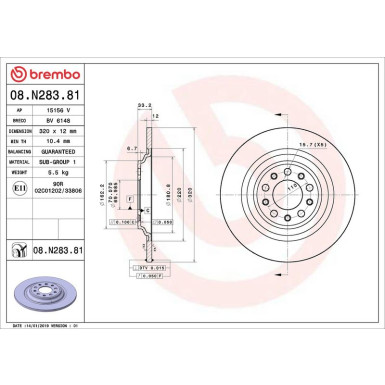 99 482 013 Bremsscheibe HA 08.N283.81 99 482 013 Bremsscheibe HA 08.N283.81