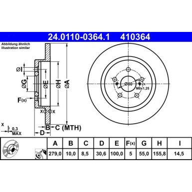 Bremsscheibe Toyota T. Urban Cruiser 1.4 D-4D 4Wd 09-14 24.0110-0364.1 Bremsscheibe Toyota T. Urban Cruiser 1.4 D-4D 4Wd 09-14 24.0110-0364.1