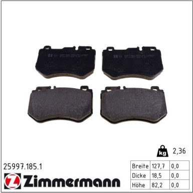 ZIMMERMANN Bremsbeläge 25997.185.1 ZIMMERMANN Bremsbeläge 25997.185.1