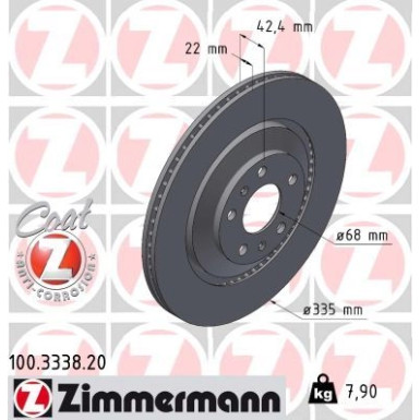 ZIMMERMANN Bremsscheibe 100.3338.20 Coat Z ZIMMERMANN Bremsscheibe 100.3338.20 Coat Z