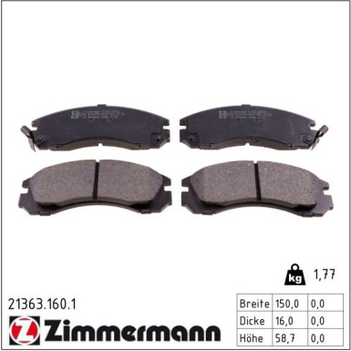ZIMMERMANN Bremsbeläge 21363.160.1 ZIMMERMANN Bremsbeläge 21363.160.1