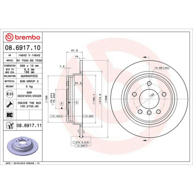 11 482 026 Bremsscheibe HA 08.6917.11 11 482 026 Bremsscheibe HA 08.6917.11