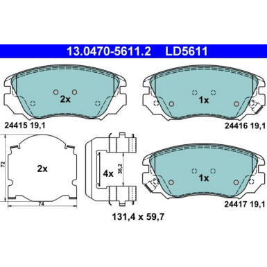 Bremsbelagsatz Opel P. Insignia 1.4-2.0 08- Keramik 13.0470-5611.2 Bremsbelagsatz Opel P. Insignia 1.4-2.0 08- Keramik 13.0470-5611.2