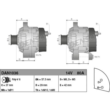 DENSO Generator DAN1036 DENSO Generator DAN1036