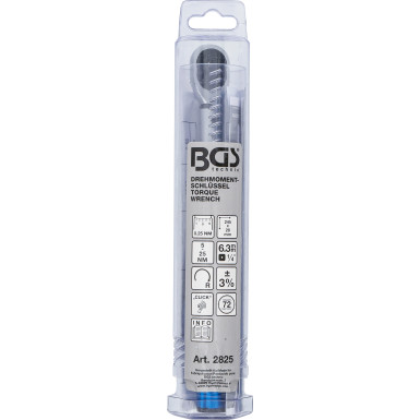 BGS Drehmomentschlüssel Abtrieb Außenvierkant 6,3 mm (1/4 ) 5 - 25 Nm 2825