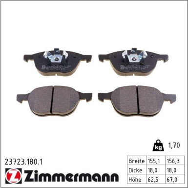 ZIMMERMANN Bremsbeläge 23723.180.1 ZIMMERMANN Bremsbeläge 23723.180.1