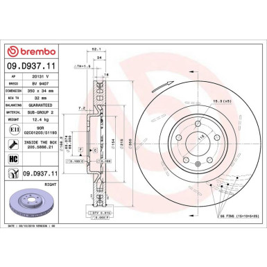 Bremsscheibe VA re PORSCHE PRIME LINE - UV Coated 09.D937.11 Bremsscheibe VA re PORSCHE PRIME LINE - UV Coated 09.D937.11