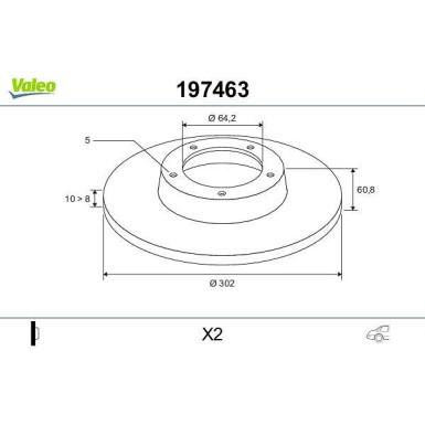 VALEO Bremsscheibe 197463 VALEO Bremsscheibe 197463