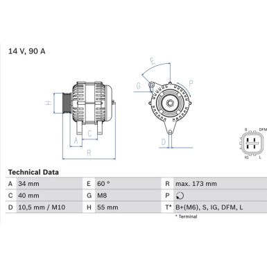 Lichtmaschine TOYOTA Corolla, Avensis 0 986 046 110