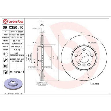 11 481 125 Bremsscheibe VA 09.C350.11 11 481 125 Bremsscheibe VA 09.C350.11