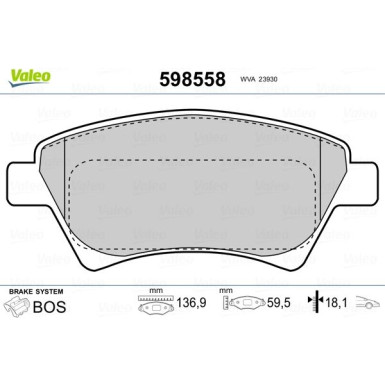 VALEO Bremsbeläge 598558 VALEO Bremsbeläge 598558