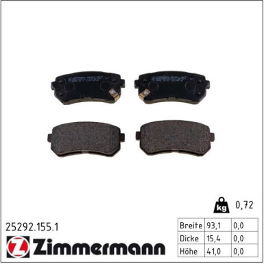 ZIMMERMANN Bremsbeläge 25292.155.1