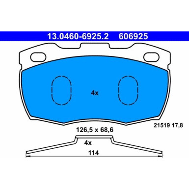 Bremsbelagsatz Land Rover P. Defender 2.2-4.0 4X4 90-16 13.0460-6925.2 Bremsbelagsatz Land Rover P. Defender 2.2-4.0 4X4 90-16 13.0460-6925.2