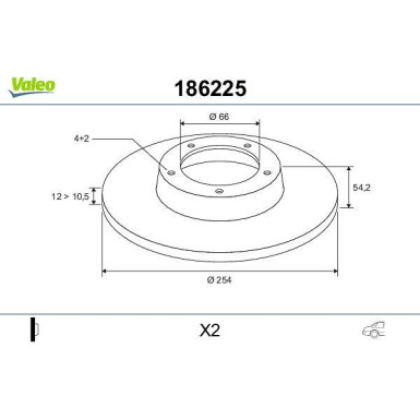 VALEO Bremsscheibe 186225 VALEO Bremsscheibe 186225