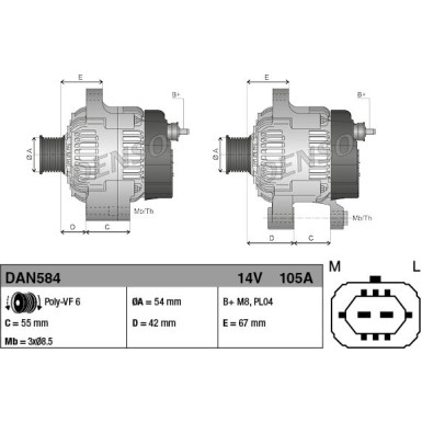 DENSO Generator DAN584 DENSO Generator DAN584