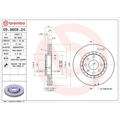90 481 008 Bremsscheibe VA DAEWOO Lanos,Nexia 95 PRIME LINE 09.9608.24