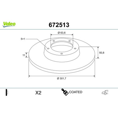VALEO Bremsscheibe 672513