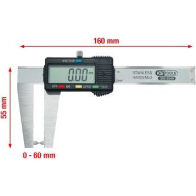KS TOOLS Digitaler Messschieber für Bremsscheiben, 0–60 mm, 160 mm 300.0540