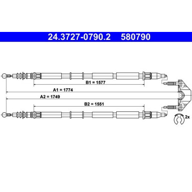 ATE Handbremsseil Seilzug Festellbremse 24.3727-0790.2 ATE Handbremsseil Seilzug Festellbremse 24.3727-0790.2