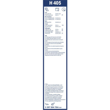 Bosch Wischerblatt H405 3397004764 Bosch Wischerblatt H405 3397004764