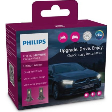 LED H7/H18 12V 16W PX26d/PY26d-1 Ultinon Access 2500 6000K 2 Stück NO ECE Philips Ultinon Access LED-HL 11972U2500CX