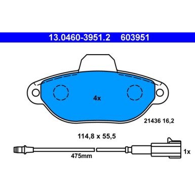 Bremsbelagsatz Fiat P. Punto 1.1-1.2/1.7D 93-03 13.0460-3951.2 Bremsbelagsatz Fiat P. Punto 1.1-1.2/1.7D 93-03 13.0460-3951.2