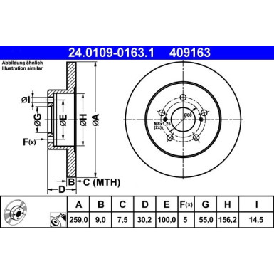 Bremsscheibe Toyota T. Prius/Verso 1.33-1.8 09 24.0109-0163.1