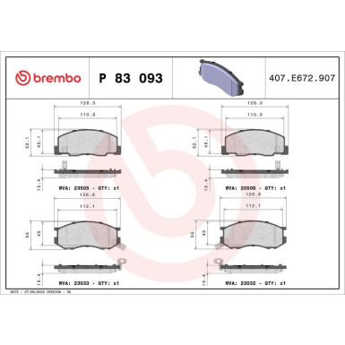 BREMBO Bremsklötze VA P 83 093 BREMBO Bremsklötze VA P 83 093
