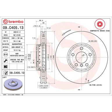 11 481 108 Brembo PREMIUM VA zweiteilig 09.C405.13 11 481 108 Brembo PREMIUM VA zweiteilig 09.C405.13