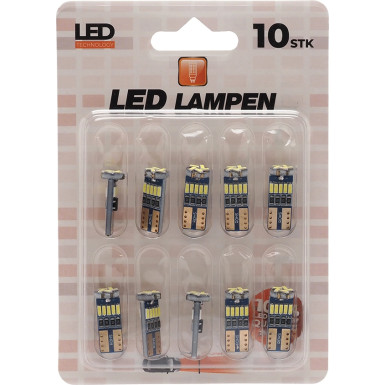 10 Stück Glassockel W5W 15 x 3014 SMD Weiß T10 Canbus LIMSPAR1