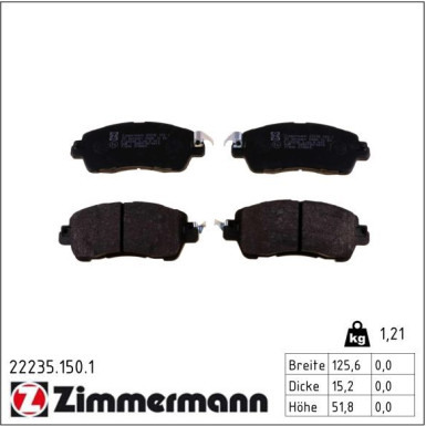 ZIMMERMANN Bremsbeläge 22235.150.1 ZIMMERMANN Bremsbeläge 22235.150.1