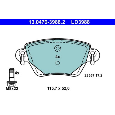 Bremsbelagsatz, Scheibenbremse 13.0470-3988.2 Bremsbelagsatz, Scheibenbremse 13.0470-3988.2