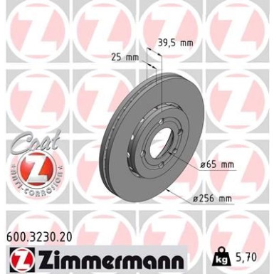 ZIMMERMANN Bremsscheibe 600.3230.20 Coat Z
