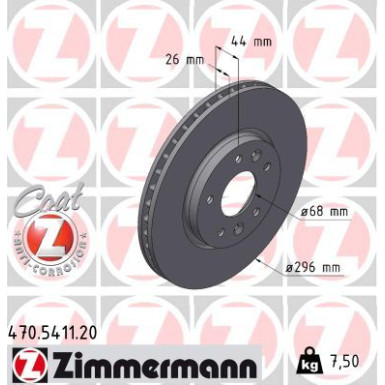ZIMMERMANN Bremsscheibe 470.5411.20 ZIMMERMANN Bremsscheibe 470.5411.20