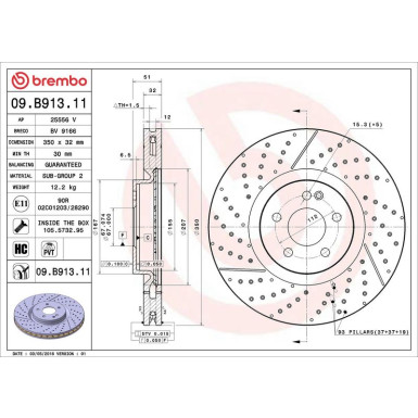 15 481 184 Bremsscheibe VA 09.B913.11 15 481 184 Bremsscheibe VA 09.B913.11
