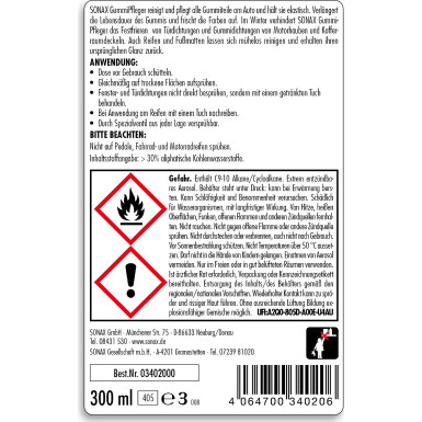 Sonax GummiPfleger 300ml 03402000 Sonax GummiPfleger 300ml 03402000