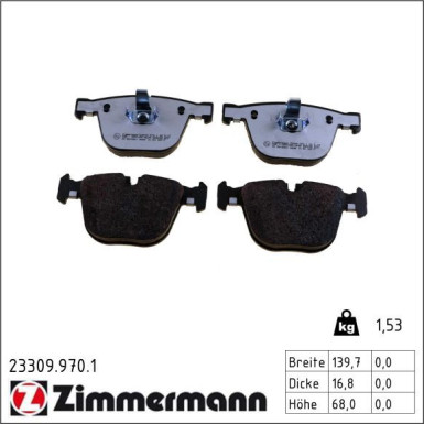 ZIMMERMANN Bremsbelagsatz, Scheibenbremse 23309.970.1 rd:z ZIMMERMANN Bremsbelagsatz, Scheibenbremse 23309.970.1 rd:z
