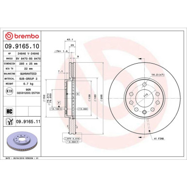 10 481 038 Bremsscheibe VA 09.9165.11