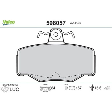 VALEO Bremsbeläge 598057 VALEO Bremsbeläge 598057